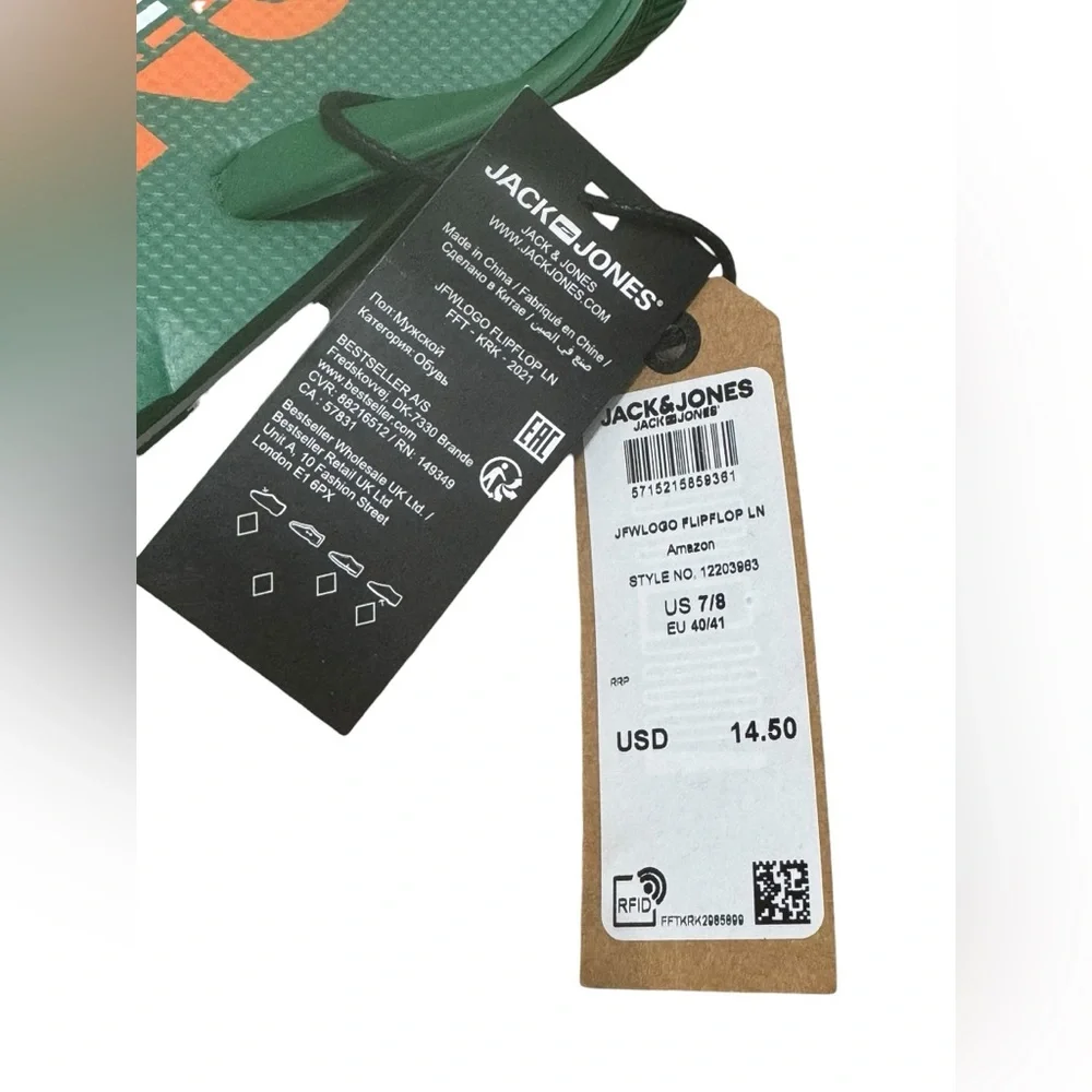 JACK & JONES Flip Flops Green 40/41 EU NEW